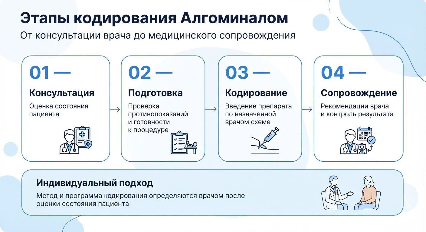 Кодирование препаратом «Алгоминал» в Луховицах инфографика